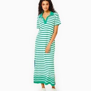 Addison Bay Green and White Striped Maxi Dress
